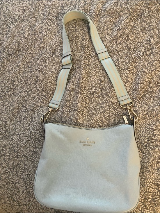 kate spade Handbags - kate spade Light Blue Leather Crossbody with Striped Strap